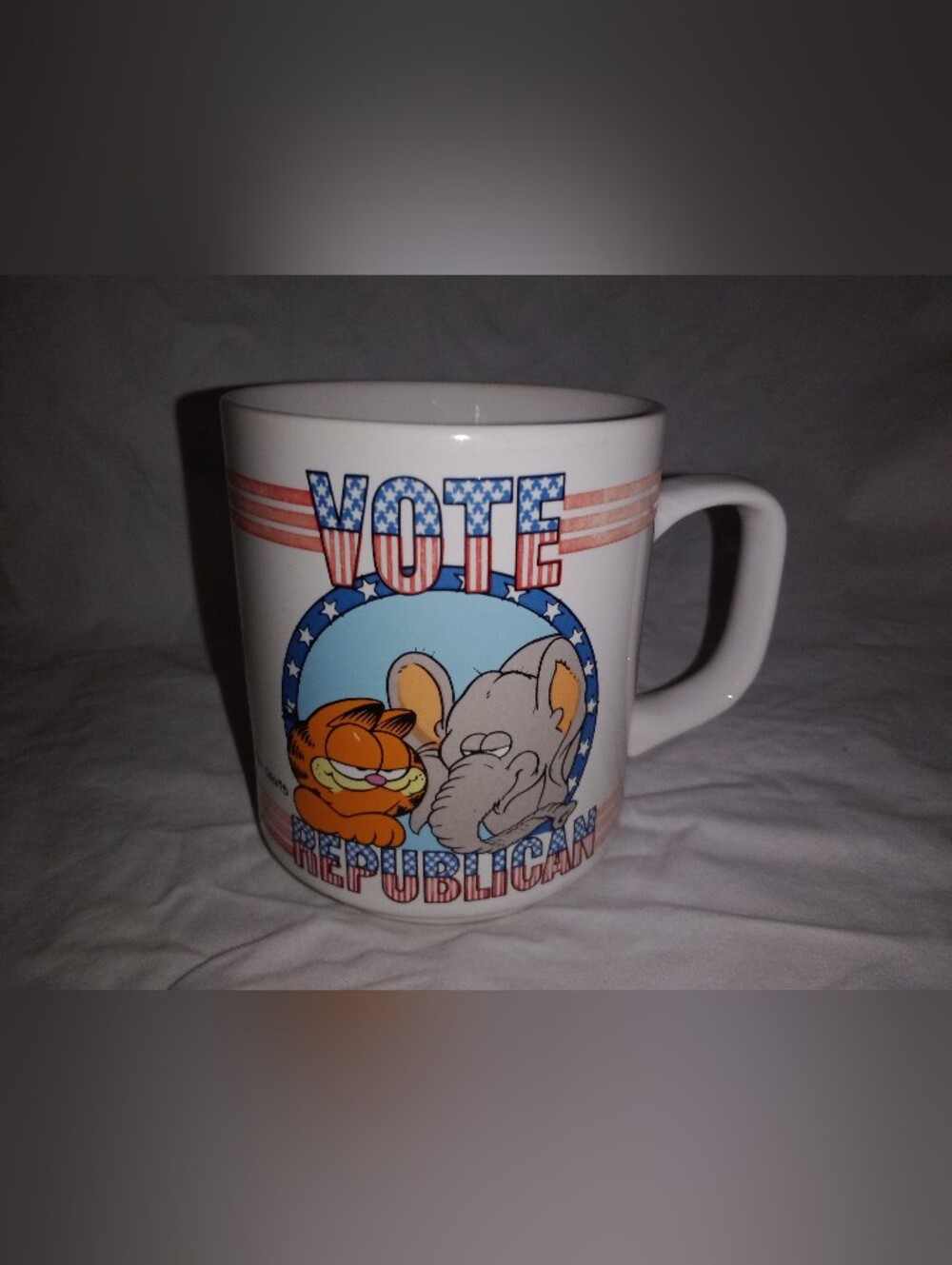 Vintage 1978 Garfield Vote Republican Elephant Politics Enesco Retro Decor